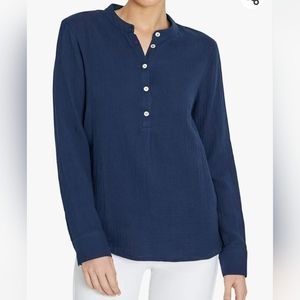 Three Dots Women's Long Sleeve Henley Shirt NWT Size M